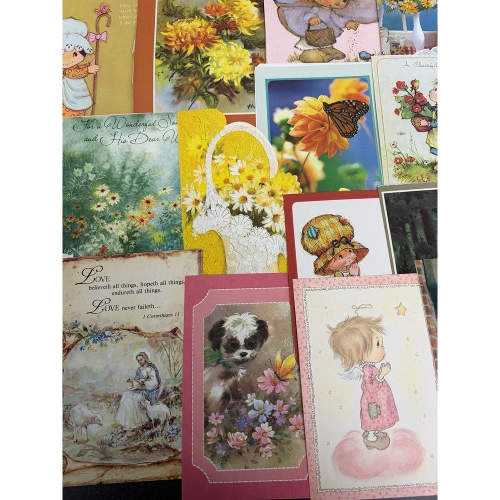 Vintage Thinking of You Cards Fronts ONLY Scrapbooking Crafts Lot of 50+